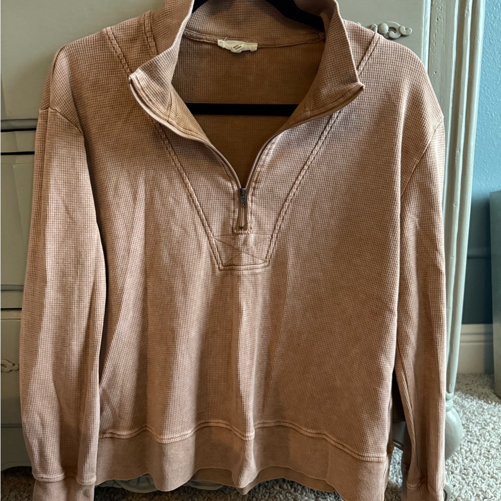Women's Tan Quarter-Zip Sweater